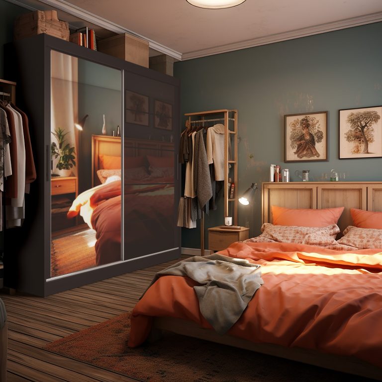 Armoire 200 cm Belini noir mat / noir brillant avec portes coulissantes miroir et tiroirs Fabricant MGB SZP5/1/B/1L5B/KLP
