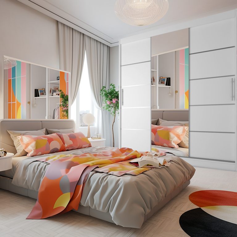 Armoire 200 cm Belini blanc mat avec portes coulissantes, miroir et tiroirs Fabricant MT SZP5/1/W/W/0/KLAL