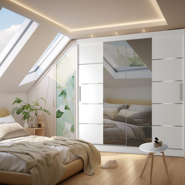 Armoire 200 cm Belini blanc mat avec portes coulissantes, miroir et tiroirs Fabricant ME SZP5/1/W/W/0/KLAL