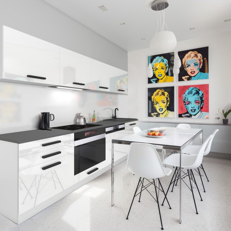 Meubles de cuisine Premium Version Complète 240 cm brillance blanc avec plan de travail Fabricant INF ALICE/0/WT/W/B/ B1