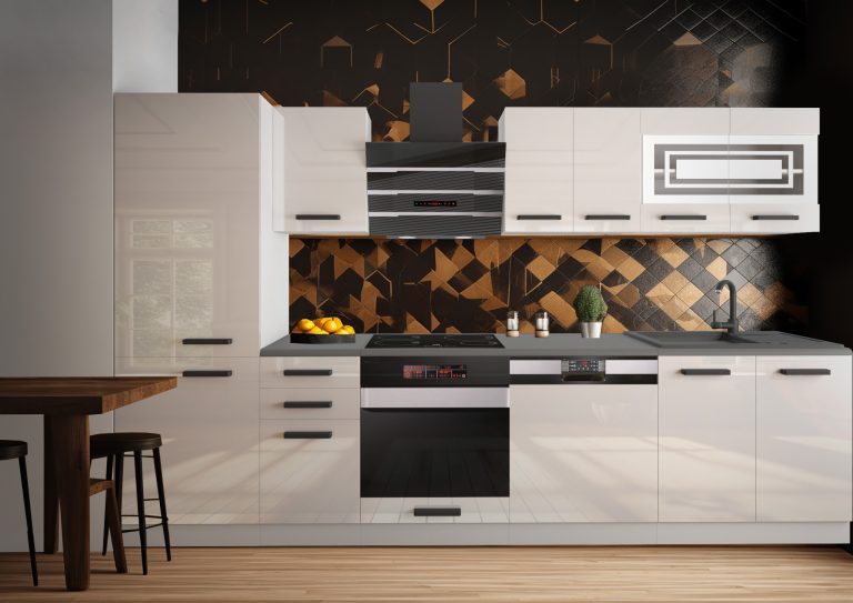 Meubles de cuisine Premium Version Complète 300 cm brillance blanc avec plan de travail Fabricant INF CINDY/0/WT/W/B/B1
