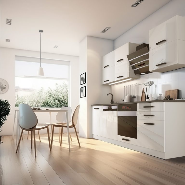 Meubles de cuisine Premium Version Complète 240 cm brillance blanc avec plan de travail Fabricant INF MADISON/0/WT/W/B/B1