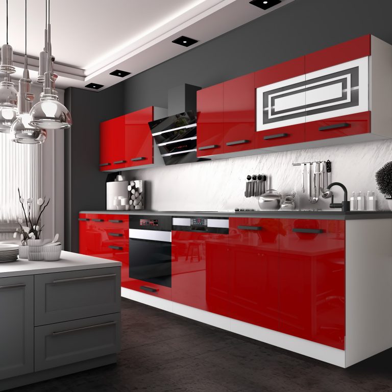 Meubles de cuisine Premium Version Complète 300 cm brillance rouge avec plan de travail Fabricant INF LUCY/0/WT/R/B/B1