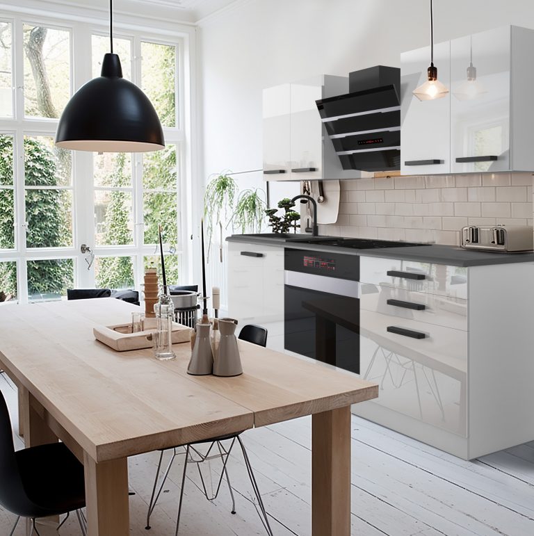 Meubles de cuisine Premium Version Complète 180 cm brillance blanc avec plan de travail Fabricant INF MARY/0/WT/W/B/B1