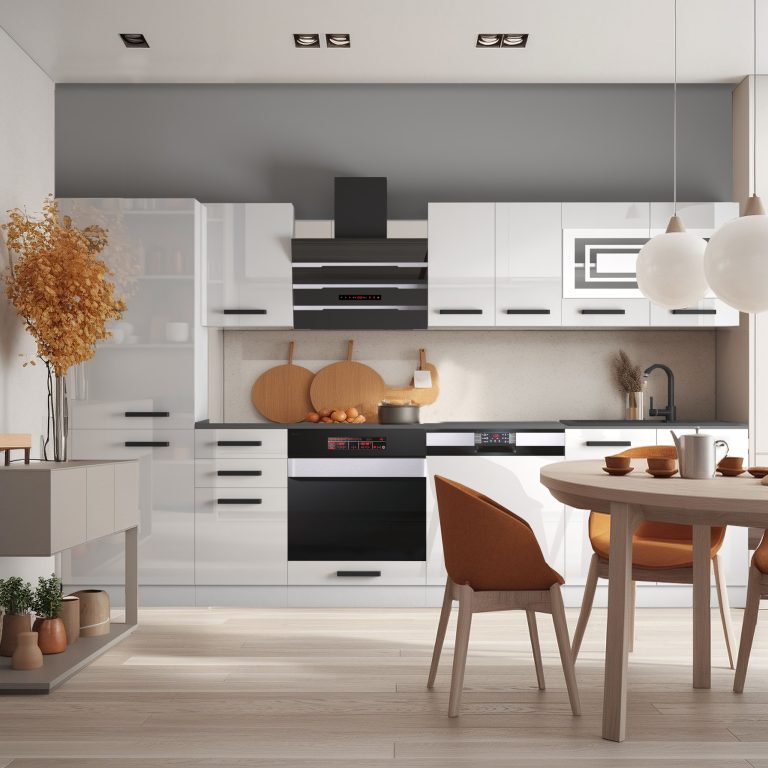 Meubles de cuisine Premium Version Complète 300 cm brillance blanc avec plan de travail Fabricant INF ROSE/0/WT/W/B/B1