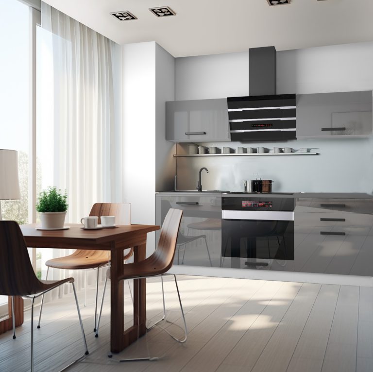 Meubles de cuisine Premium Version Complète 180 cm gris brillant avec plan de travail Fabricant INF SOPHIA/0/WT/S/B/B1