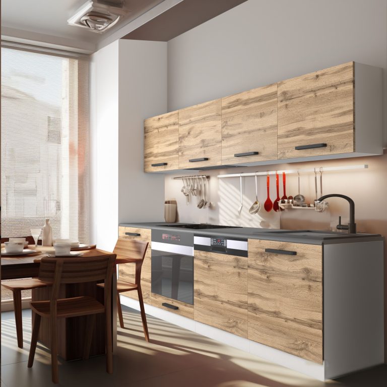 Meubles de cuisine Premium Version Complète 240 cm en chêne chêne wotan chêne sonoma avec plan de travail Fabricant TOR ALICE/0/WT/DW/B/B1
