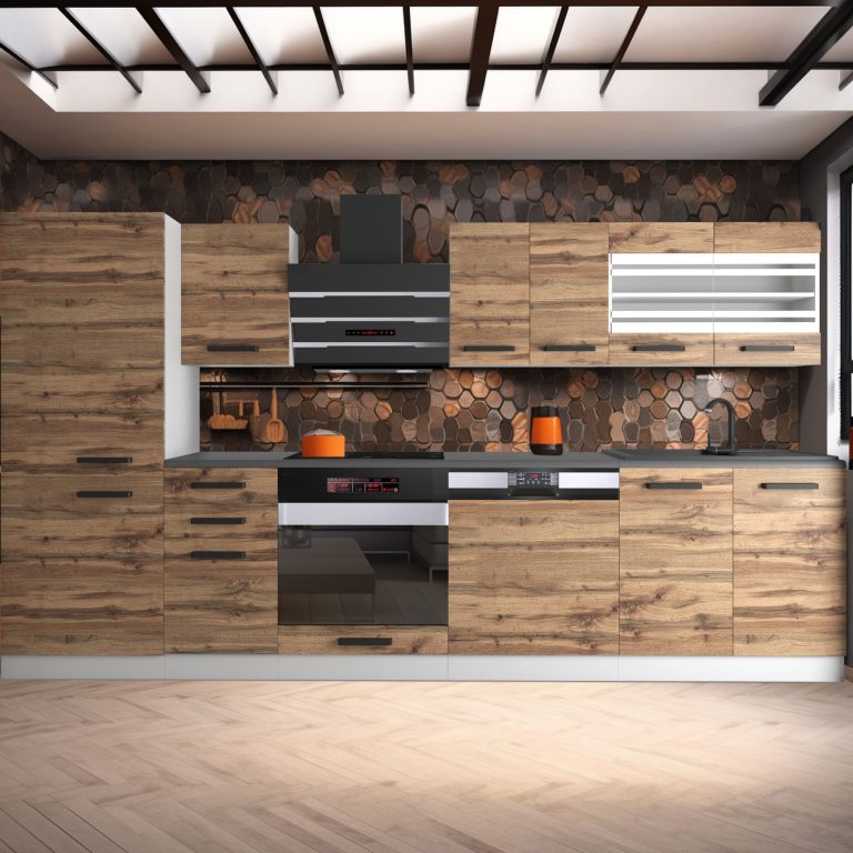 Meubles de cuisine Premium Version Complète 300 cm en chêne chêne wotan chêne sonoma avec plan de travail Fabricant TOR CINDY/0/WT/DW/B/B1
