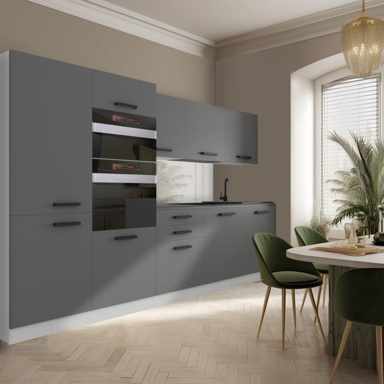 Meubles de cuisine Premium Version Complète 300 cm gris graphite anthracite avec plan de travail Fabricant TOR GRACE/0/WT/SR/B/B1
