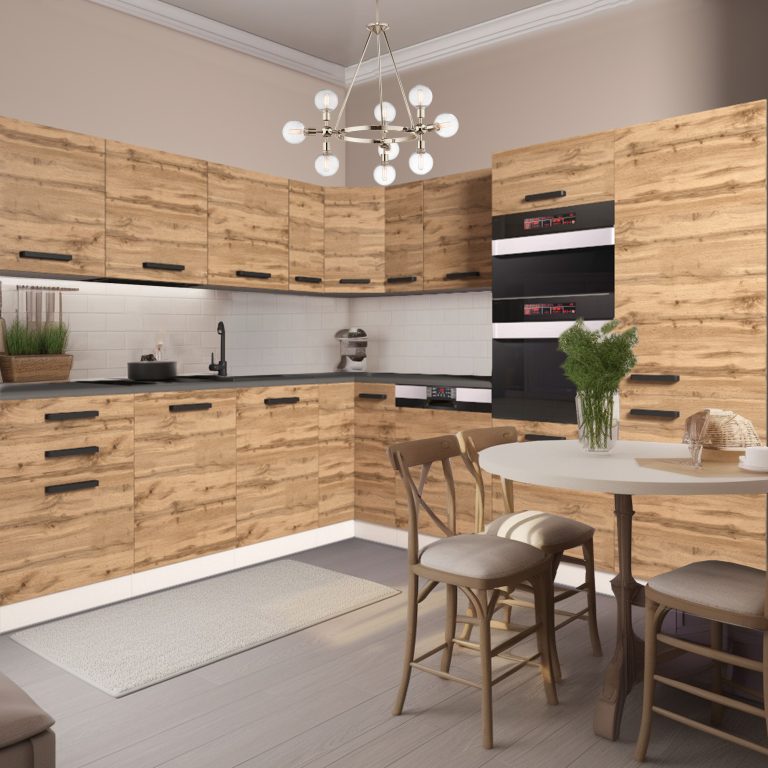 Meubles de cuisine Premium Version Complète 540 cm en chêne chêne wotan chêne sonoma avec plan de travail Fabricant TOR JANE/0/WT/DS/B/B1
