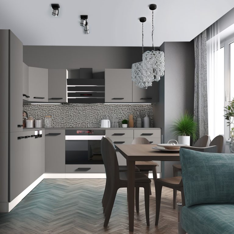 Meubles de cuisine Premium Version Complète 520 cm gris graphite anthracite avec plan de travail Fabricant TOR JULIE/0/WT/SR/B/B1
