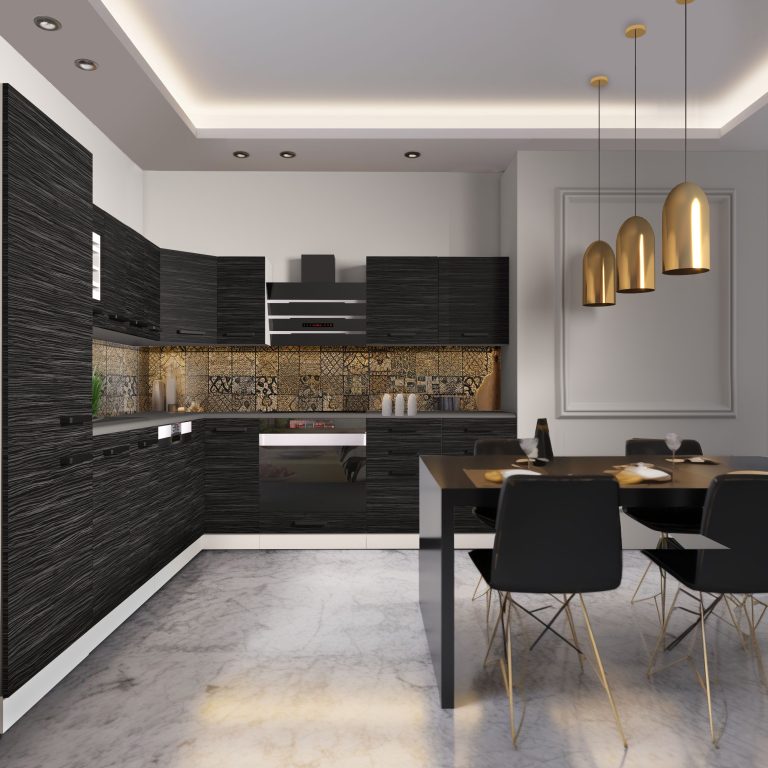 Meubles de cuisine Premium Version Complète 520 cm noir ébène sombre avec plan de travail Fabricant TOR JULIE/0/WT/HK/B/B1
