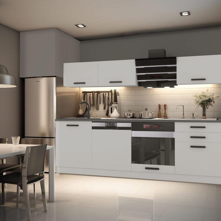 Meubles de cuisine Premium Version Complète 240 cm blanc mat avec plan de travail Fabricant TOR LINDA/0/WT/WT/B/B1