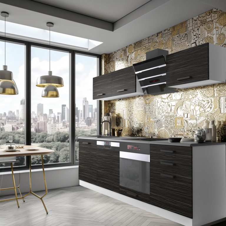 Meubles de cuisine Premium Version Complète 240 cm noir ébène sombre avec plan de travail Fabricant TOR LINDA/0/WT/HK/B/B1
