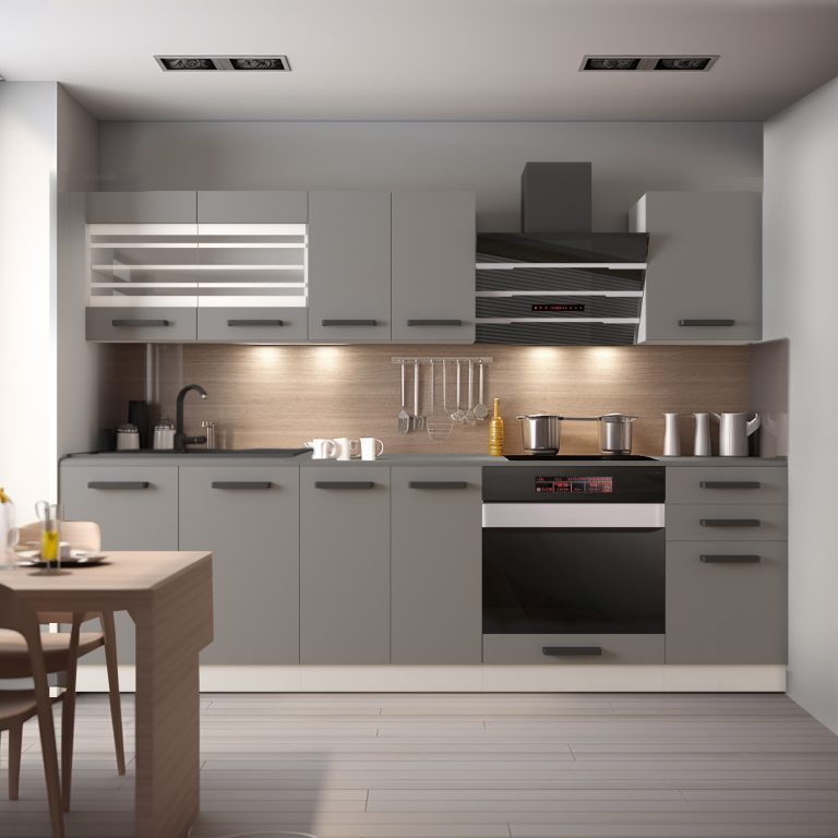 Meubles de cuisine Premium Version Complète 240 cm gris graphite anthracite avec plan de travail Fabricant  TOR MARGARET/0/WT/SR/B/B1
