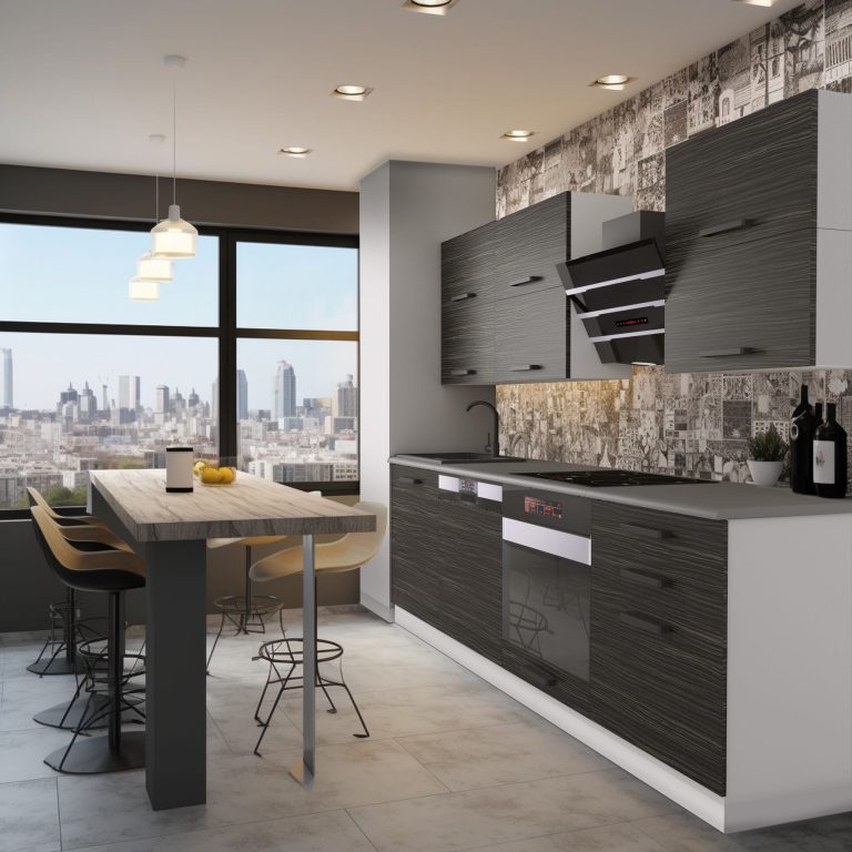 Meubles de cuisine Premium Version Complète 240 cm noir ébène sombre avec plan de travail Fabricant TOR MADISON/0/WT/HK/B/B1
