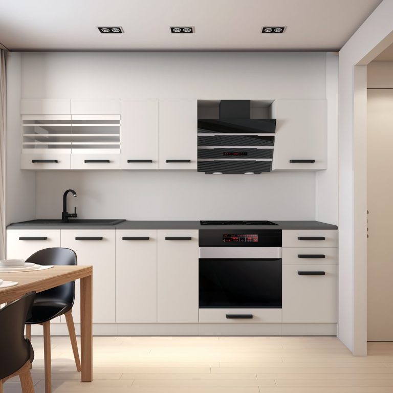 Meubles de cuisine Premium Version Complète 240 cm blanc mat avec plan de travail Fabricant TOR MARGARET/0/WT/WT/B/B1
