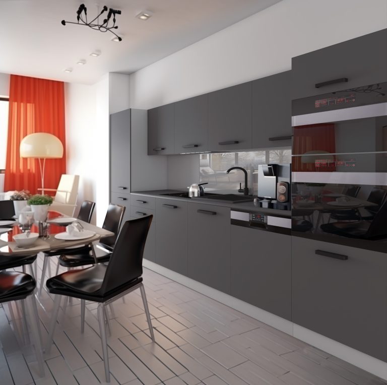 Meubles de cuisine Premium Version Complète 360 cm gris graphite anthracite avec plan de travail Fabricant TOR NAOMI/0/WT/SR/B/B1
