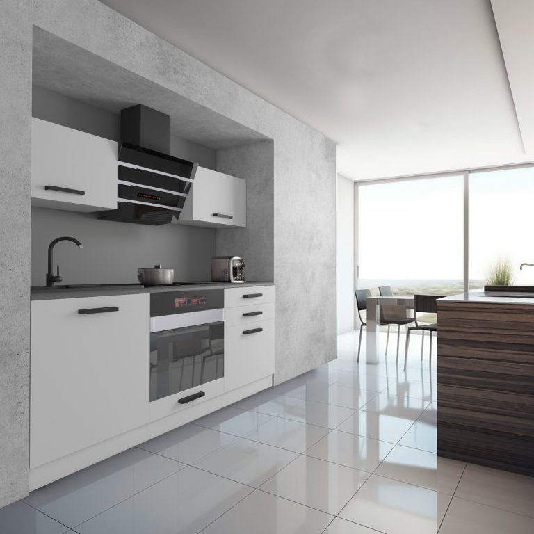 Meubles de cuisine Premium Version Complète 180 cm blanc mat avec plan de travail Fabricant TOR SOPHIA/0/WT/WT/B/B1

