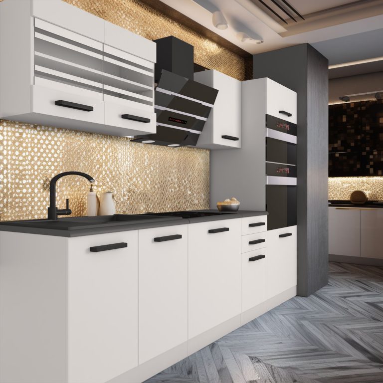 Meubles de cuisine Premium Version Complète 240 cm blanc mat avec plan de travail Fabricant TOR TRACY/0/WT/WT/B/B1
