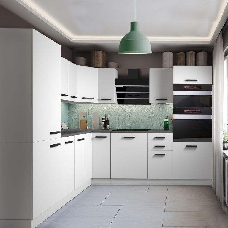 Meubles de cuisine Premium Version Complète 480 cm blanc mat avec plan de travail Fabricant TOR STACY/0/WT/WT/B/B1
