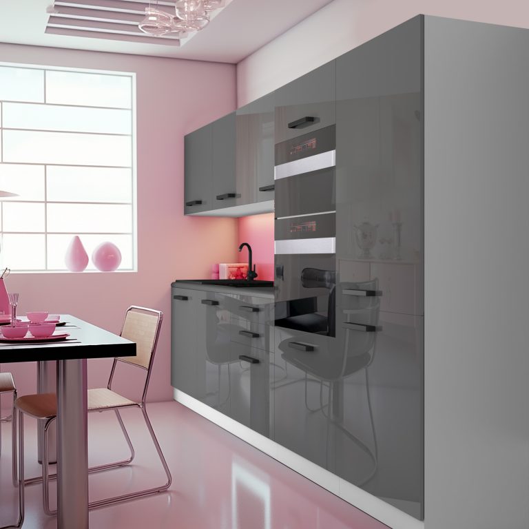 Meubles de cuisine Premium Version Complète 300 cm brillance gris sans plan de travail Fabricant INF GRACE/0/WT/S/0/B1