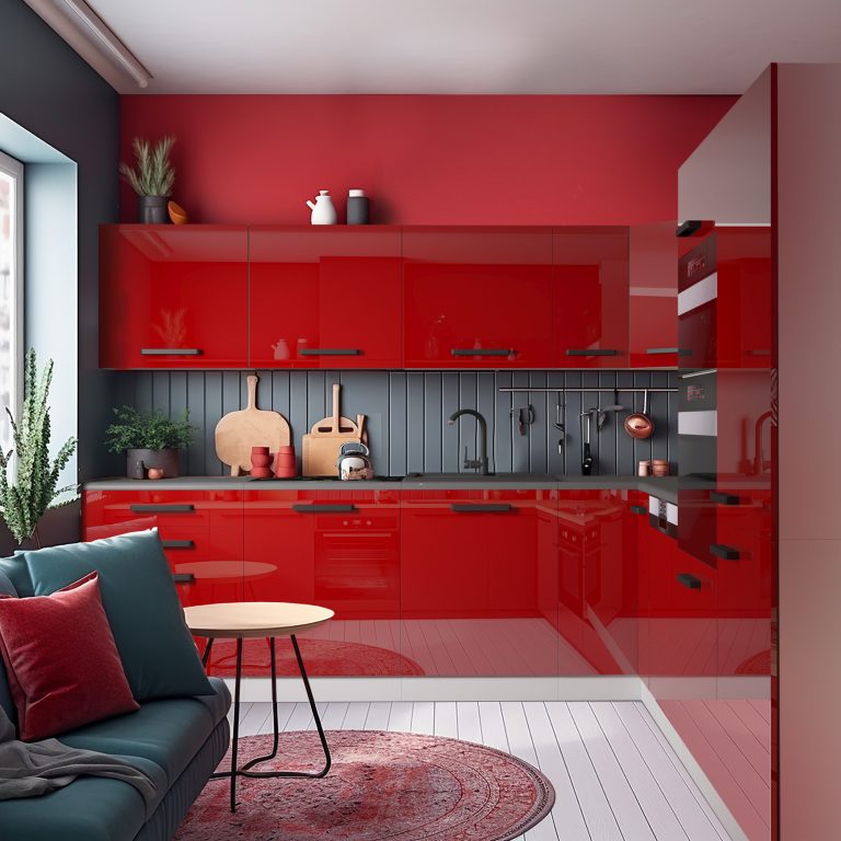 Meubles de cuisine Premium Version Complète 420 cm rouge brillant avec plan de travail Fabricant INF JANET/0/WT/R/B/B1