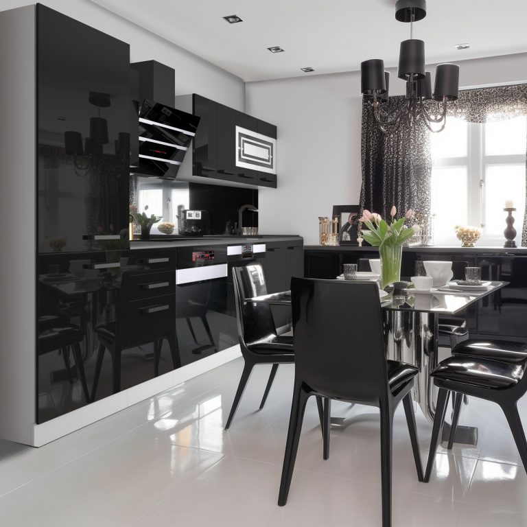 Meubles de cuisine Premium Version Complète 300 cm brillance noir avec plan de travail Fabricant  INF CINDY/0/WT/B/B/B1