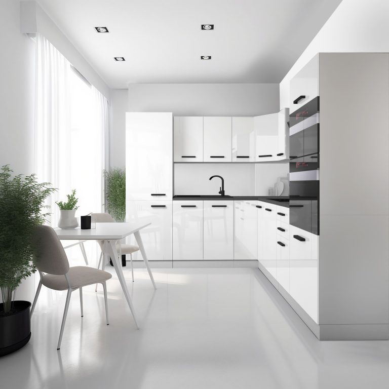 Meubles de cuisine Premium Version Complète 480 cm brillance blanc avec plan de travail Fabricant INF STACY/0/WT/W/B/B1