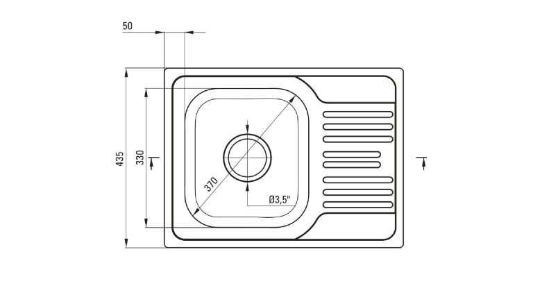 XYLO Évier en acier à 1 bac avec égouttoir