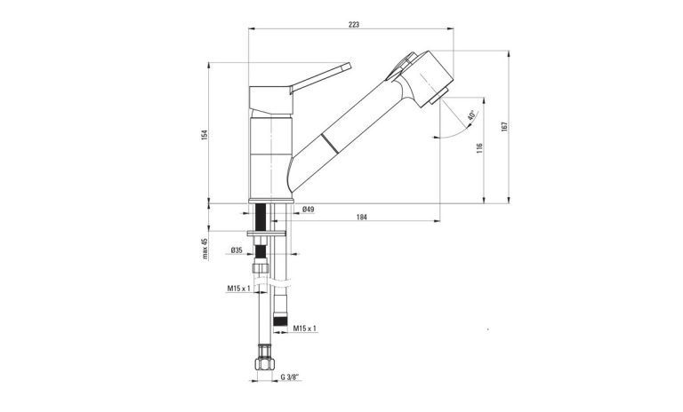 Robinet de cuisine avec douchette BDN 071M