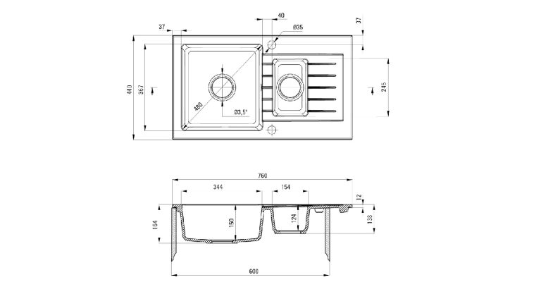 Ensemble PROMOTIONNEL évier + robinet avec douchette extractible ZQZ 2513 / BBM N72M