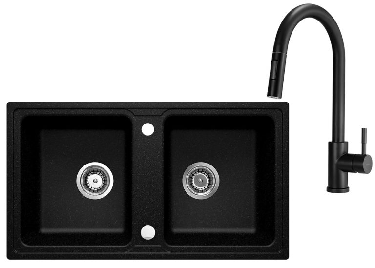 Ensemble PROMOTIONNEL évier + robinet avec douchette  ZQZ 2203 / BBM N72M