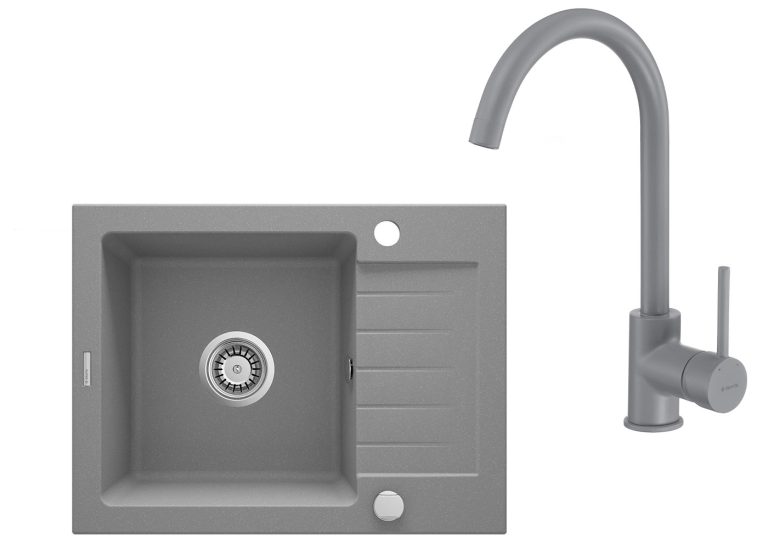 Évier ZORBA gris  + robinet NEMEZJA gris ZQZA S11A
