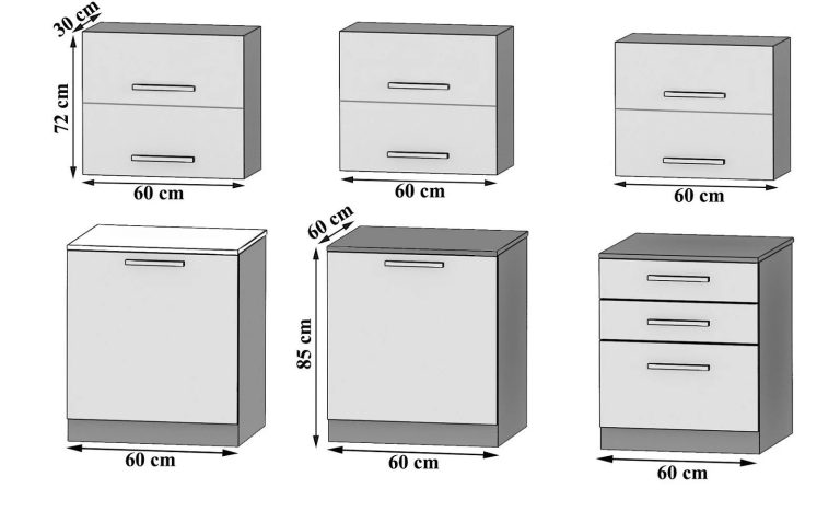 Meubles de cuisine 180 cm gris anthracite graphite sans plan de travail Fabricant TOR PRIMERA2/2/WT/SR/BB/B1