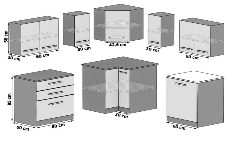 Meubles de cuisine 300 cm blanc brillant noir brillant avec plan de travail Fabricant INF ARMIN2/3/WT/WB/0/B1