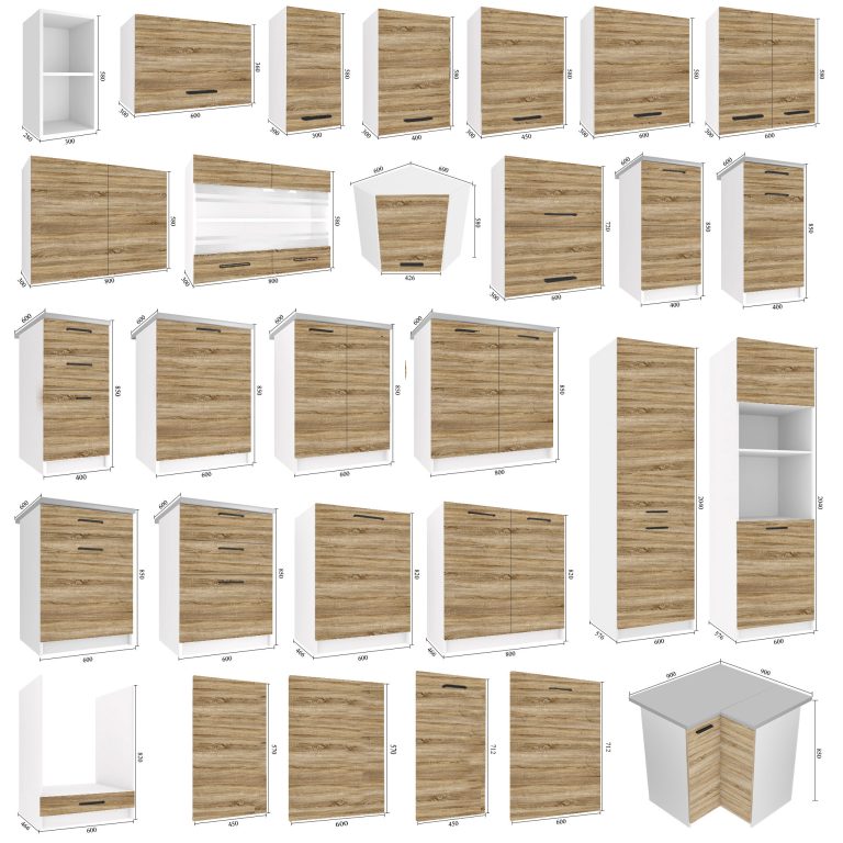 Meubles de cuisine 160 cm en chêne Wotan et chêne Sonoma sans plan de travail Fabricant TOR KOMPAKTO/2/WT/DS/BB/U