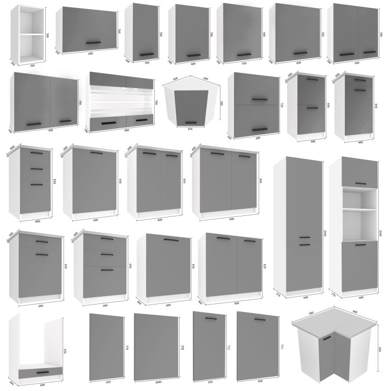 Meubles de cuisine 180 cm gris anthracite graphite avec plan de travail Fabricant TOR SUPERUNIQA2/3/WT/SR/0/B1