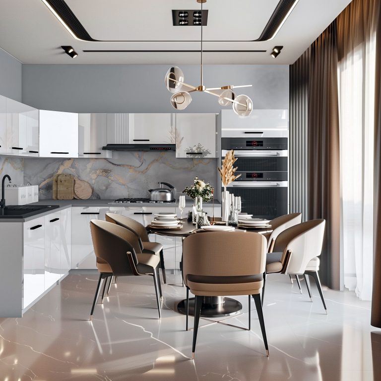 Meubles de cuisine 420 cm blanc brillant avec plan de travail Fabricant INF UNIQAGRANDE/5/WT/W/0/B1