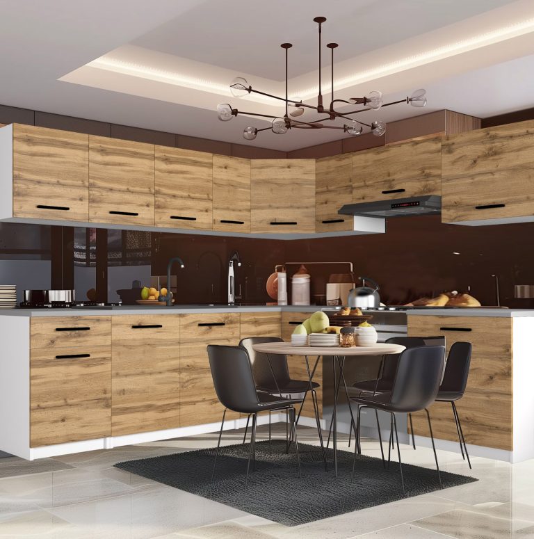 Meubles de cuisine 420 cm en chêne chêne wotan chêne sonoma sans plan de travail Fabricant TOR UNIQAPLUS/4/WT/DW/BB/B1
