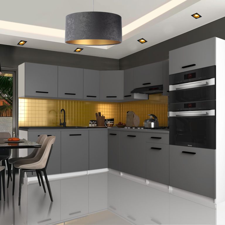 Meubles de cuisine 420 cm gris anthracite graphite sans plan de travail Fabricant TOR UNIQAGRANDE/4/WT/SR/BB/B1