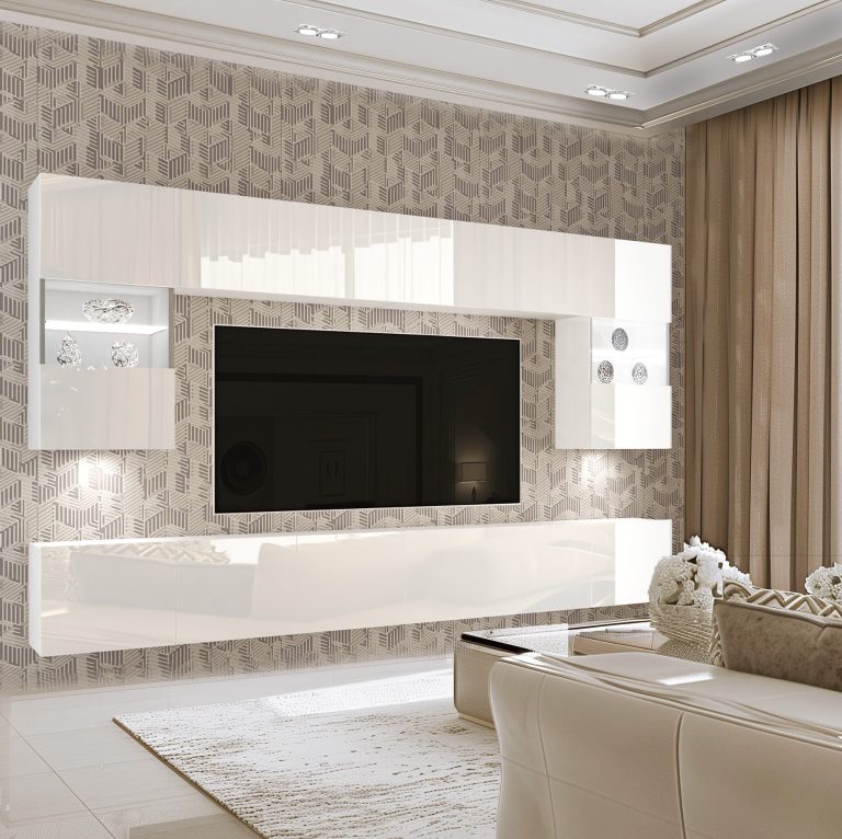 Meuble TV/RTV 300 cm blanc brillant Fabricant IMP 1/5/W/W/0/0