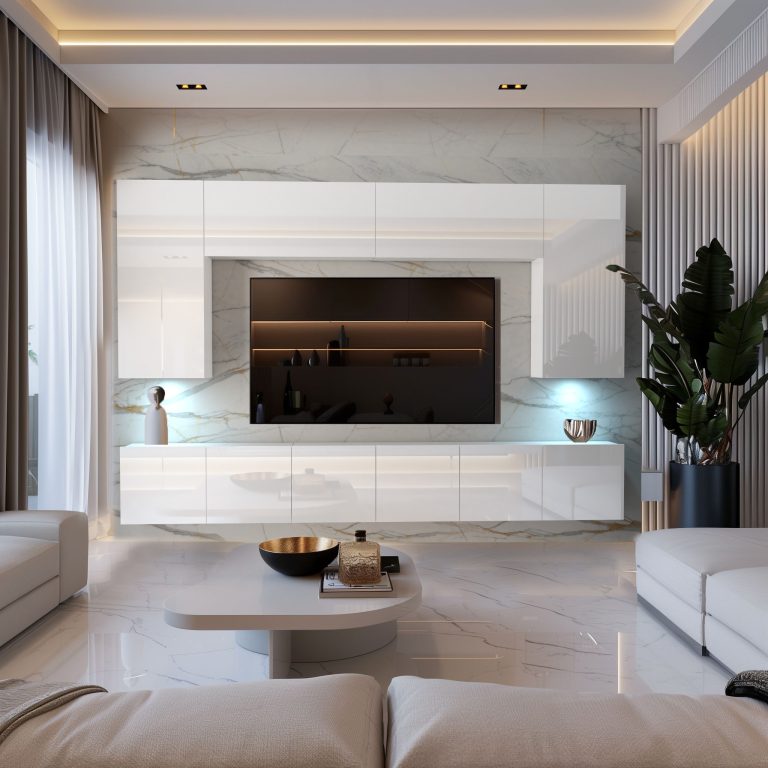 Meuble TV/RTV 300 cm blanc brillant Fabricant IMP 2/5/W/W/0/0