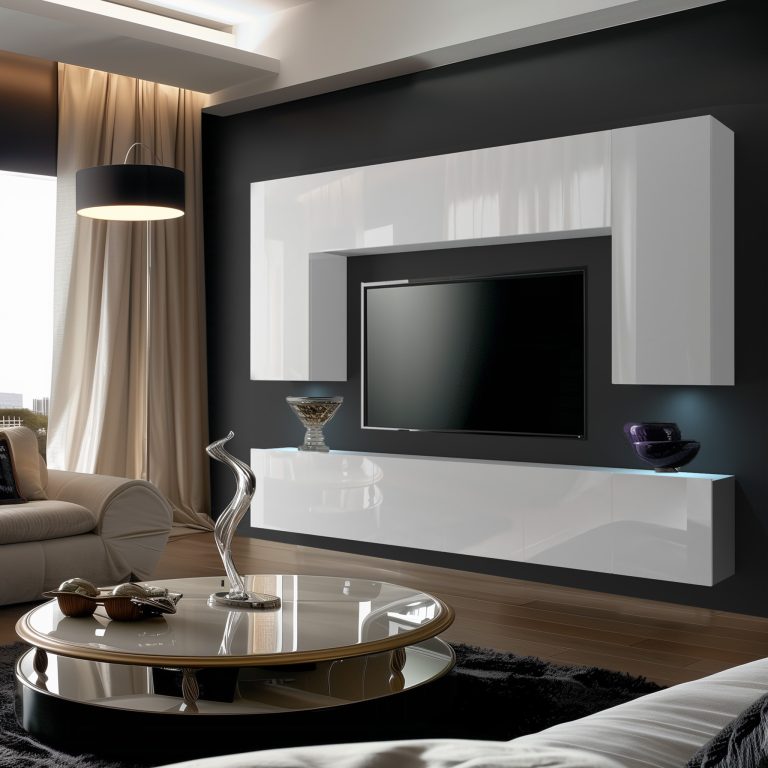 Meuble TV/RTV 300 cm blanc brillant Fabricant IMP 2/5/W/W/0/0