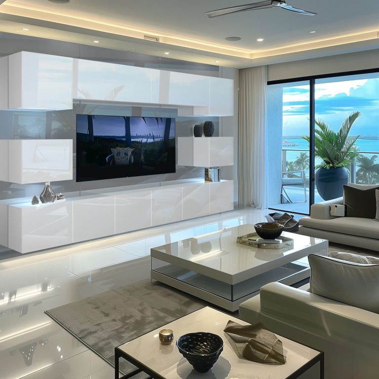 Meuble TV/RTV 300 cm blanc brillant Fabricant IMP 3/5/W/W/0/0