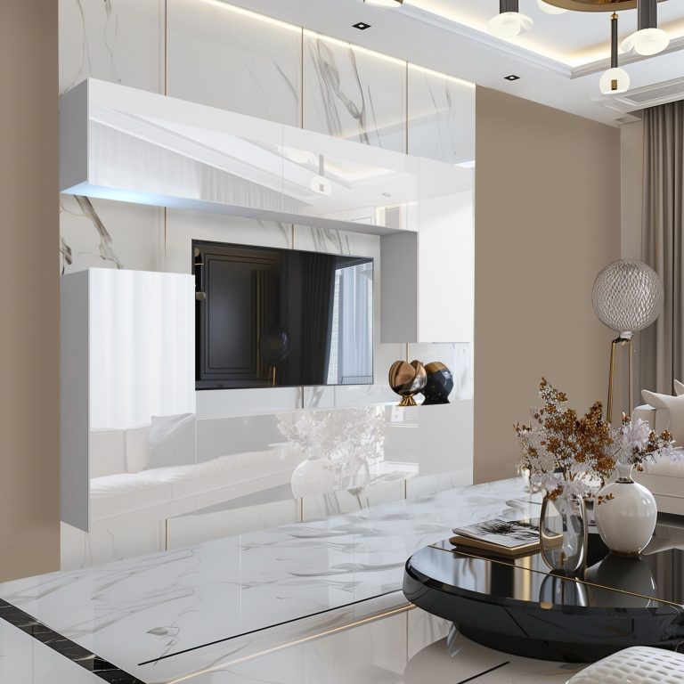 Meuble TV/RTV 250 cm blanc brillant Fabricant IMP 8/5/W/W/0/0