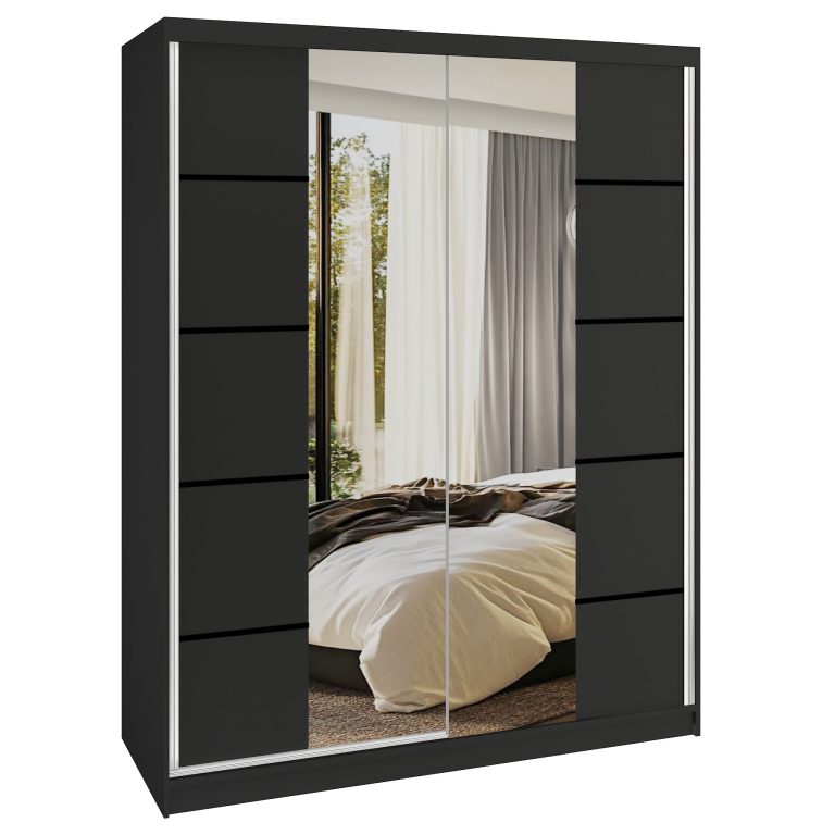 Armoire coulissante SERENITY 133 cm mat noir Fabricant ME SERENITY SZP6/0/B/B/0/HIAL