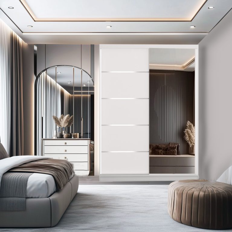 Armoire coulissante SERENITY 133 cm mat blanc Fabricant MBP SERENITY SZP6/0/W/W/0/HIAL