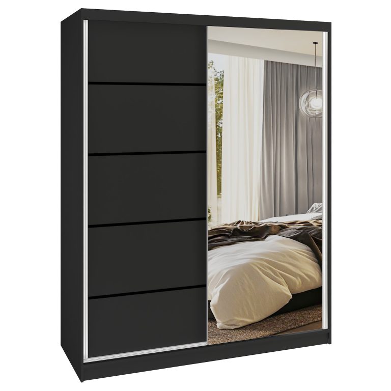 Armoire coulissante SERENITY 133 cm mat noir Fabricant MBP SERENITY SZP6/0/B/B/0/HIAL