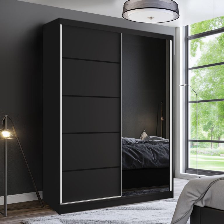 Armoire coulissante SERENITY 133 cm mat noir Fabricant MBP SERENITY SZP6/0/B/B/0/HIAL